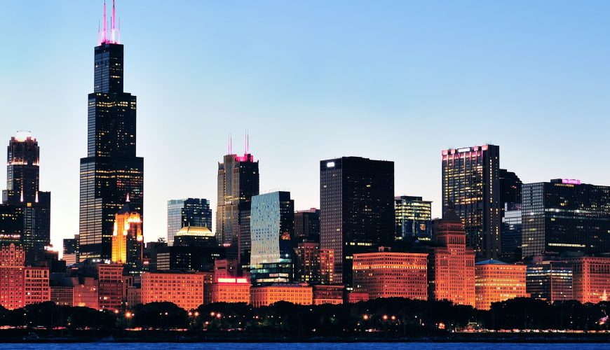 Chicago skyline at dusk by TravelinJava